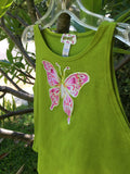Pink & Green Butterfly Crop Top