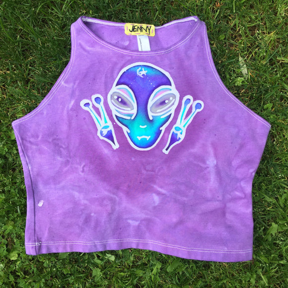 Galactic Alien Peace Crop Top