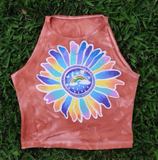 Rainbow Sunflower Batik Crop Top