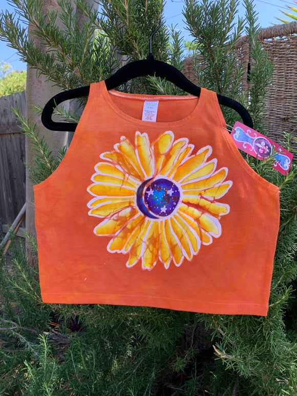 Celestial Sunflower Batik Crop Top
